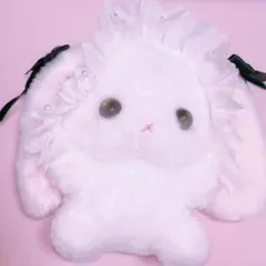 うさぎのぬいぐるみ　ポシェット　ふわふわ　ロリータ　地雷系　量産型　黒　リボン