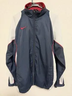 ナイキ 刺繍スウッシュ ナイロンジャケット L 紺赤