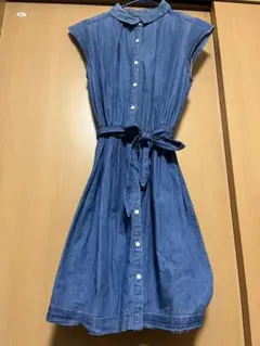 デニム ノースリーブ シャツワンピース