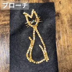 【ブローチ】ゴールド　キャットモチーフ