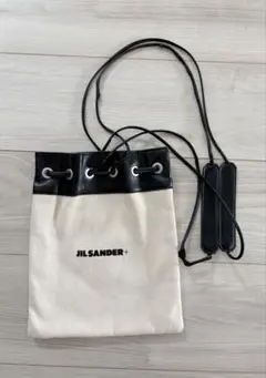 未使用品】JIL SANDER レザー ドローストリング ポーチ ホワイト