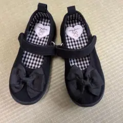 リボン付きブラックフォーマルシューズ