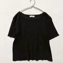 【イノセント】半袖 リブ トップス（F）カットソー ブラック シンプル 無地のサムネイル