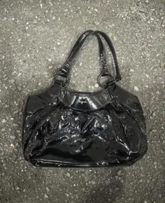 ブラックパテントエナメルバッグ　アニエスベー　肩掛け可　archive