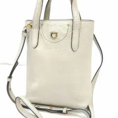 フェラガモ ミニトートバッグ 2way ショルダー レザー 白 ガンチーニ