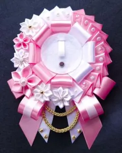 痛ロゼット　白✕ピンクの和風ロゼット【推しロゼット　推し活グッズ　ピンク担