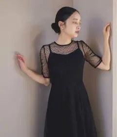 ブラックドットパーティードレスのサムネイル