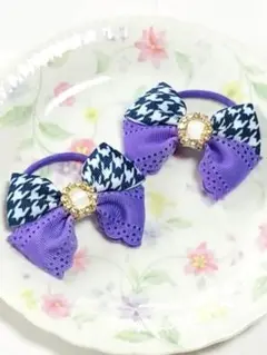 ハンドメイド　キッズ　リボンヘアゴム　2点セットNo.9