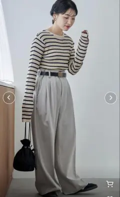 フリークスストア　ボーダー カラー タックリブ ニットプルオーバー