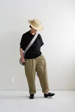 無印良品レディース コットンイージーテーパードパンツ カーキ M