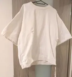 ZARA メンズ デニム生地Tシャツ ダメージデニム ホワイト ジッパー付き