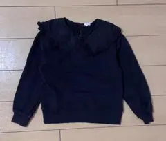 ZARA 裏起毛　フリル襟　トレーナー　黒　150cm