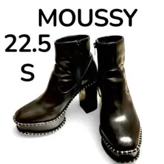 マウジー ウッドソールブーツ ショートブーツ ブラック S厚底ブーツ