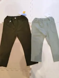 オリーブグリーン・ライトグリーン長ズボン2点セット　110 120
