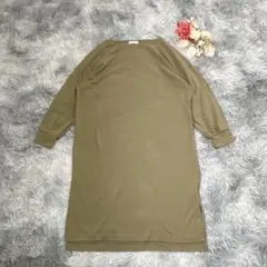 セブンデイズサンデイ（F）長袖 トレーナーワンピース 無地 Iライン ひざ丈