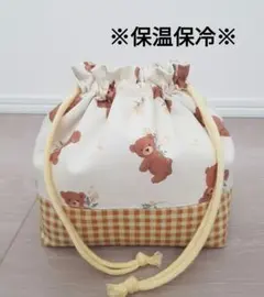 スタイくま テディベア お弁当袋 ピンク リボン ベージュ 巾着袋 入園入学