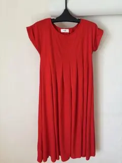 BEAMS HEART レッド 半袖ワンピース