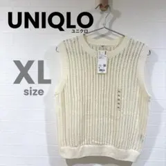 【RT-222】UNIQLOメッシュクルーネックショートセーターノースリーブXL