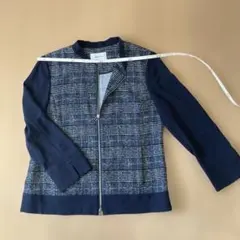 COMME CA WALK ノーカラージャケット M ネイビー/ホワイト