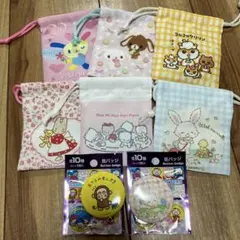 サンリオ巾着袋セットとバッジ