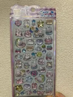 3Dぷっくりシール Cute Animal うさぎ パープル 海外シール