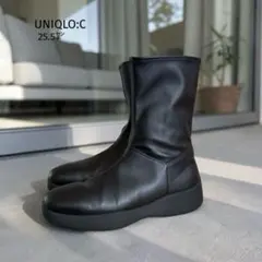 美品✨ UNIQLO:C ストレッチショートブーツ 25.5㌢ サイドジップ 黒