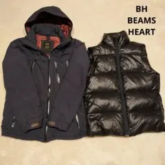 ビームスハート 3way ダウンライナー付マウンテンパーカー 紺✕黒 洗える