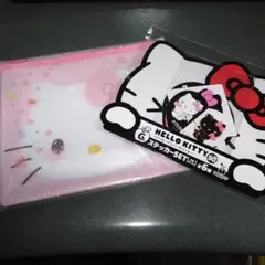 Happyくじ　ハローキティ　フラットポーチ、ステッカー SET　ハッピーくじ
