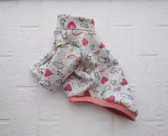 犬服ハンドメイド　裏起毛ハイネックトレーナー　鳥とハート　Ｍ