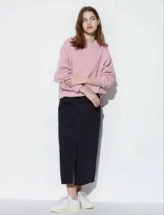 UNIQLO/ユニクロ　ブラックデニム　タイトスカート スリット入り　M