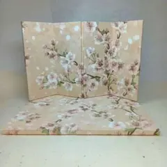 20cm4曲屏風と飾り台のセット　春爛漫