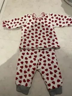 ハート柄 キルティングパジャマ 80cm