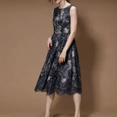 美品 GRACE CONTINENTAL 総レースワンピース 38 ネイビー