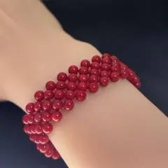【新品】SV手作り赤い珊瑚ビーズブレスレット