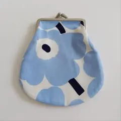 マリメッコ　がま口　ポーチ　キオスキ　ブルー