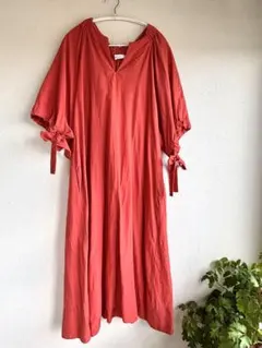 EBULE エブール テンセルリネン Vネックマキシワンピース ベージュ 38
