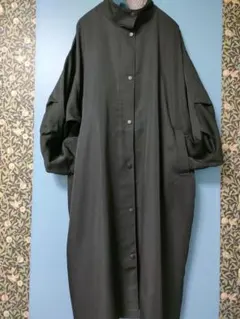 LULALA ブラック　Ｌサイズロングコート　スタンドカラー　訳あり…