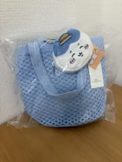GU ちいかわ　コラボ　ポーチセットバッグ　メッシュ　ハチワレ　水色　ブルー