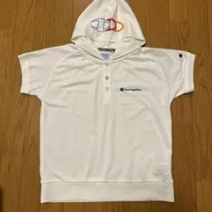 Champion フード付きシャツ M ホワイト　レディースゴルフウェア