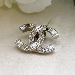 【CHANEL/シャネル】ピアス ココマーク ラインストーン 片耳 シルバー