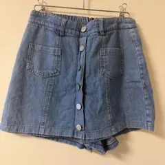 Spray デニムボタン付きショートスカート風パンツ