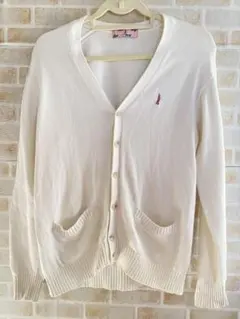 イーストボーイ　カーディガン　制服　ニット　セーター　ホワイト　ピンク　刺繍