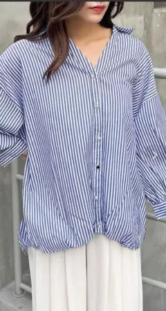 セール♡新品♡イング　ストライプ柄レースアップシャツ