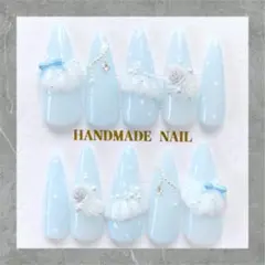 ネイルチップ　フリル　フレンチガーリー　ワンホン　リボン　スナ系　量産型　薔薇