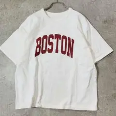 美品！カレッジロゴTシャツ 白 M カジュアル ゆるだぼ オーバーサイズ　厚手