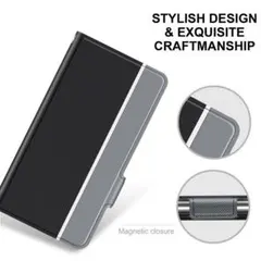 iPhone14 スマホケース ハード 手帳型 ブラック モノトーン カード入