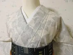 SALE【綿麻縮】辻和・単衣・蝶々・スモーキーピンク・ゆったりトール