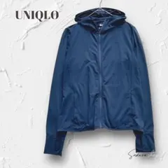 Y5894【ユニクロ】エアリズム UVカットパーカー フード付きネイビー L