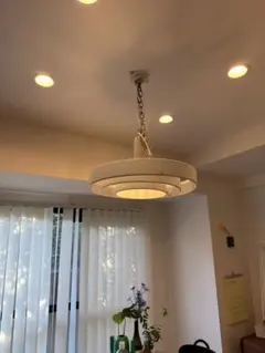 ホワイト 円形ペンダントライト　ヴィンテージ70s