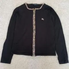 バーバリーロンドン　洗える　ジップアップ　カーディガン　刺繍ロゴ　ノバチェック